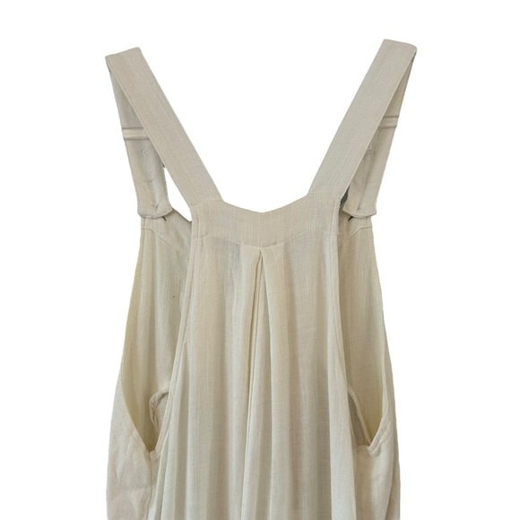 Bibi creamy off white textured wide leg jumpsuit overalls adjustable straps boho - Picture 6 of 16